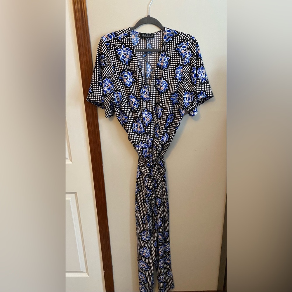 ELOQUII Short-Sleeve Floral Jumpsuit